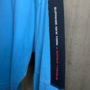 Blue two tone Supreme L/S t shirt.